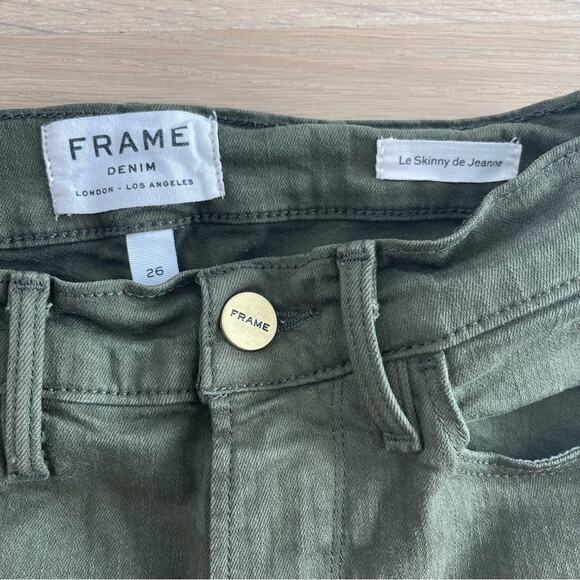 Frame Denim Le Skinny de Jeanne Ankle Jeans Forest Green 26 - Picture 6 of 9